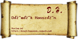 Dömök Hasszán névjegykártya